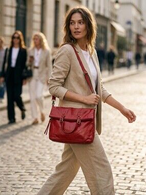 Vintage Helen Welsh Red Leather Hobo Tote Shoulder Bag
